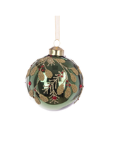 Green Mistletoe Glass Bauble