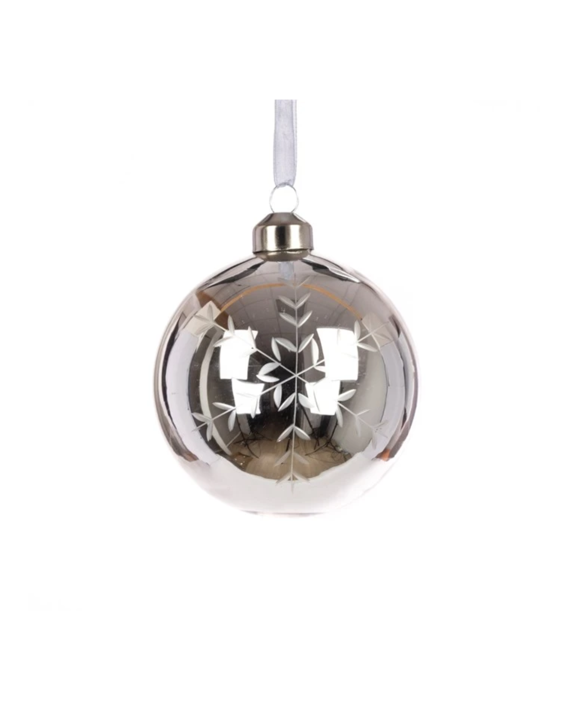 Antique Silver Snowflake Glass Bauble