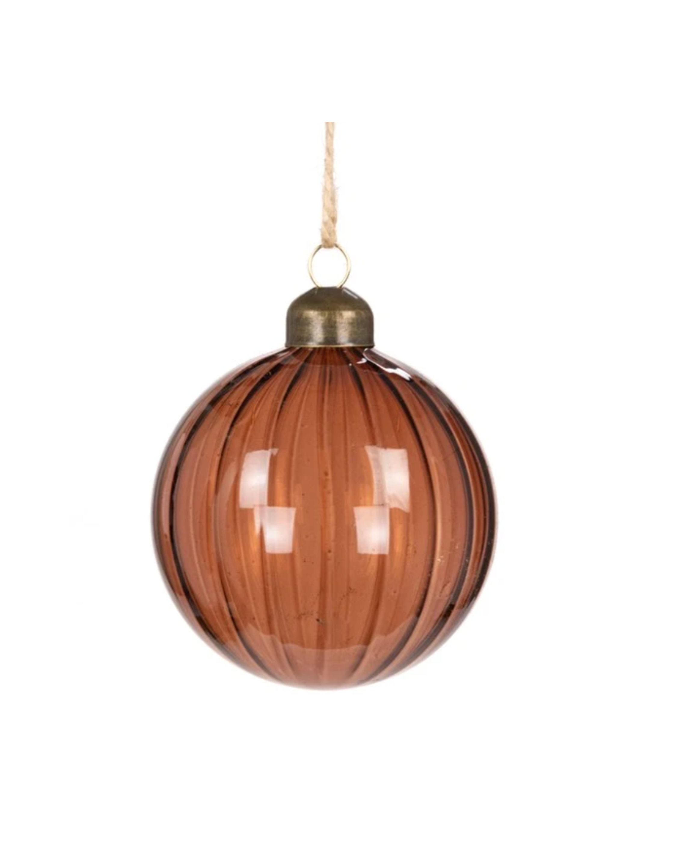 Amber Ribbed Glass Bauble