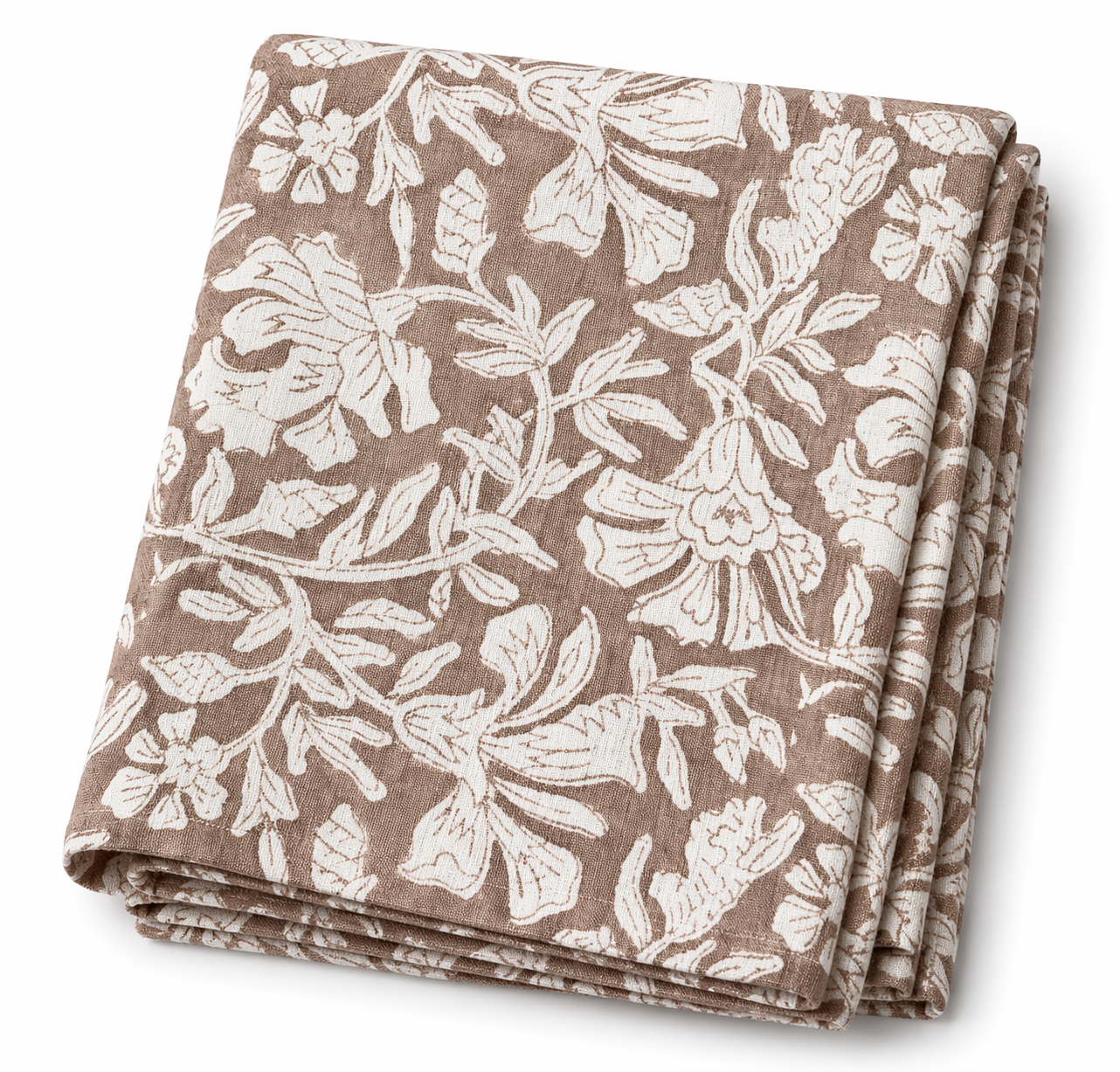 Brown Floral Cotton Bedspread/Table Cloth