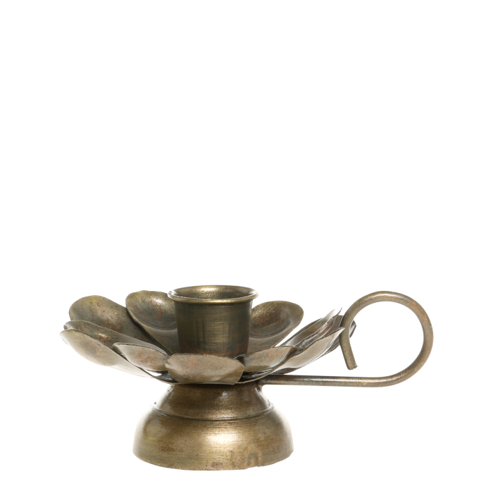 Antique Brass Scallop Candle Holder