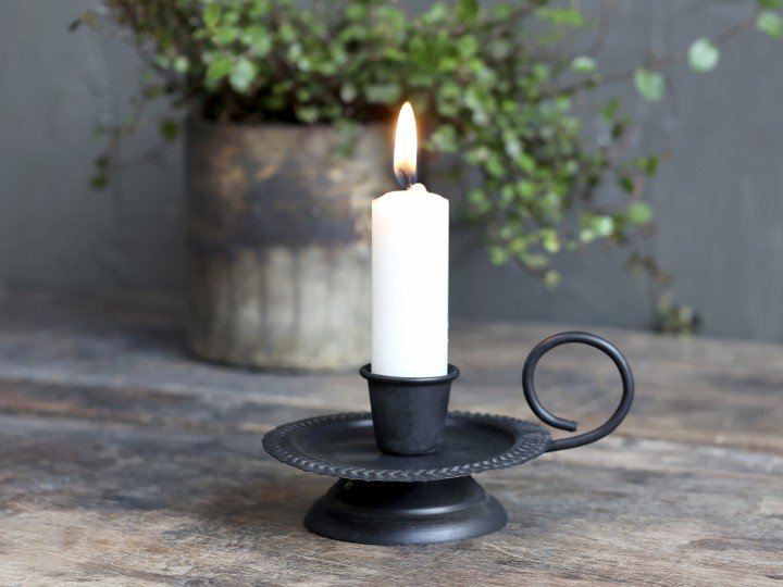 Antique Black Footed Candle Holder