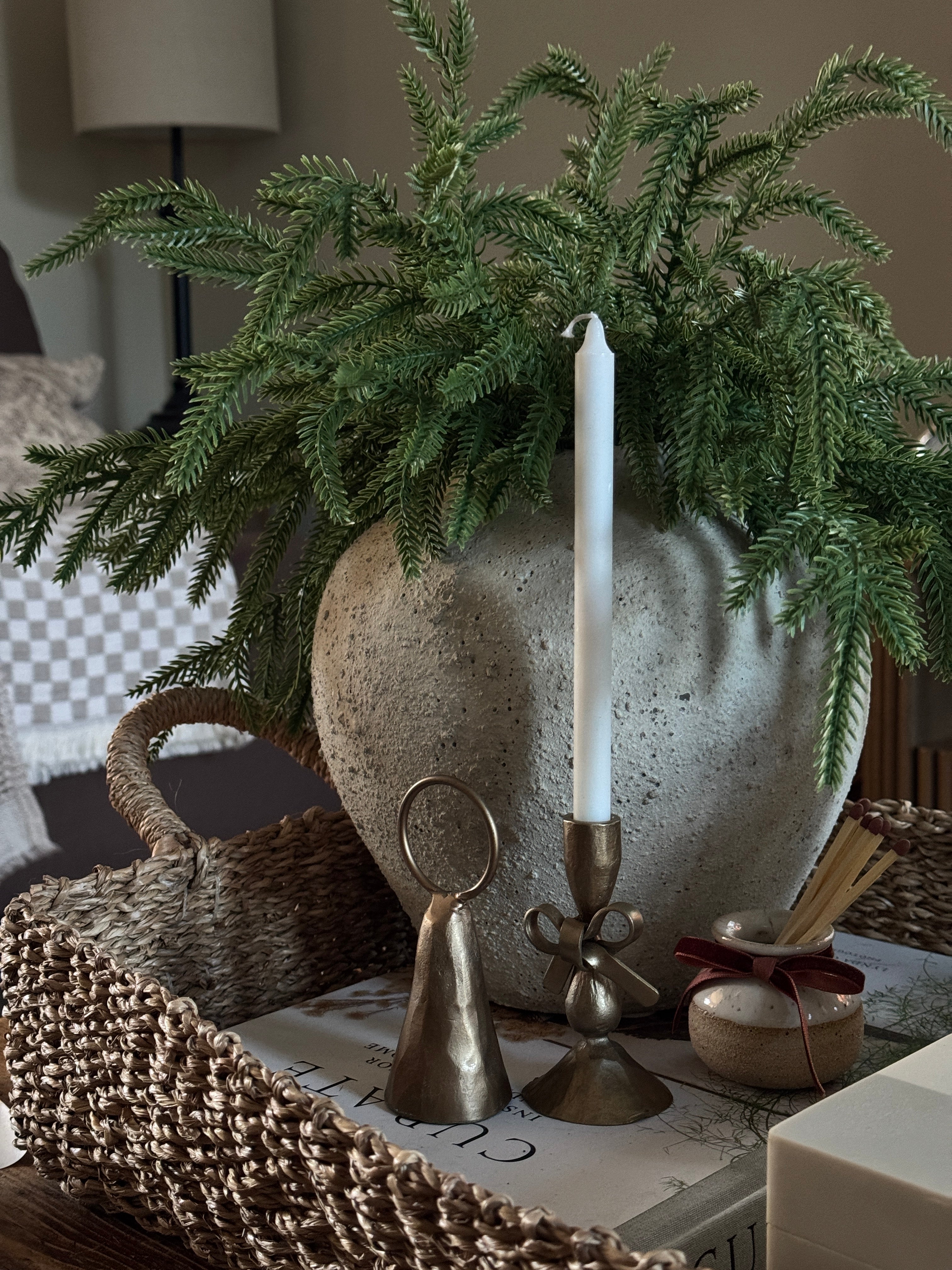Antique Brass Bow Candle Holder with 6 candles