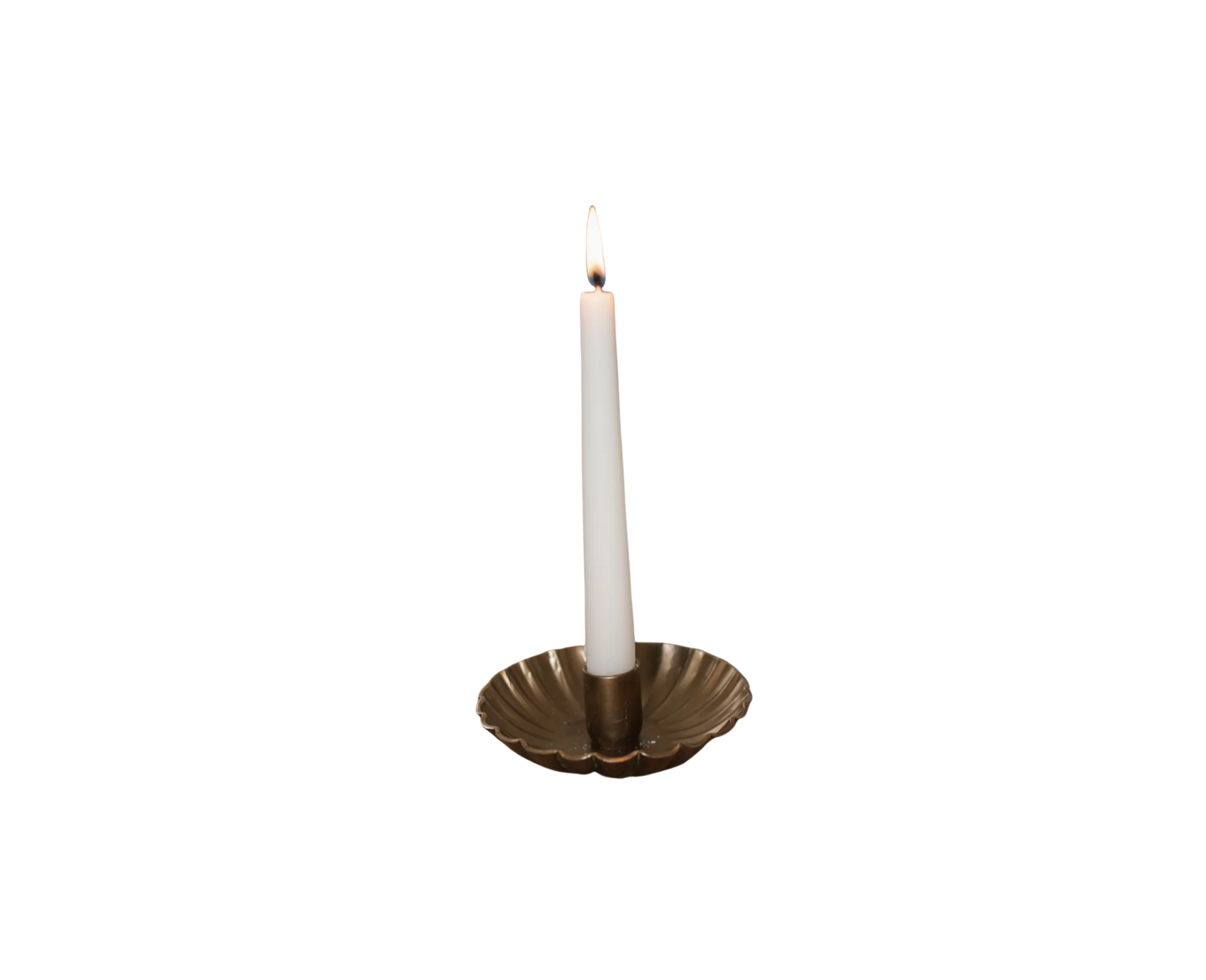 Brass Scalloped Candle Holder