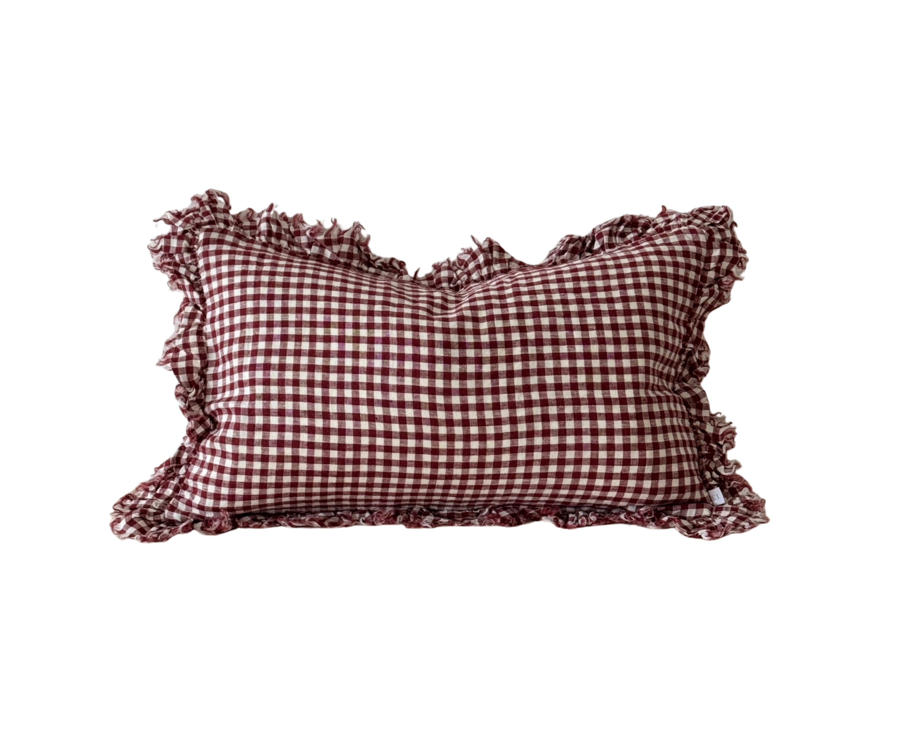Christmas Red Gingham Ruffle Cushion Cover