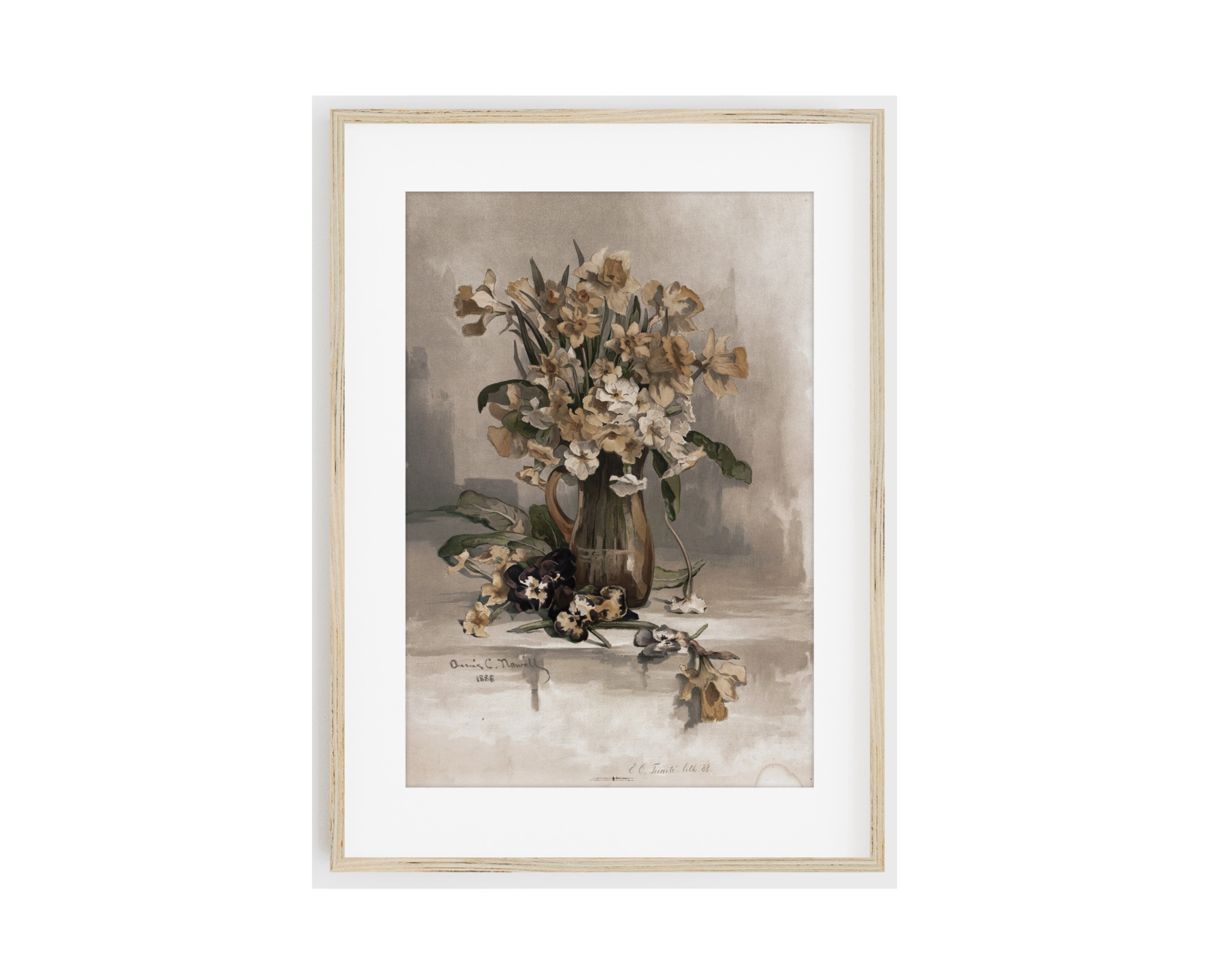 Floral Watercolour Muted Vintage Art Print