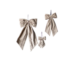 Folk Beige Stripe Embroidery Fabric Bow