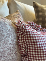Christmas Red Gingham Ruffle Cushion Cover