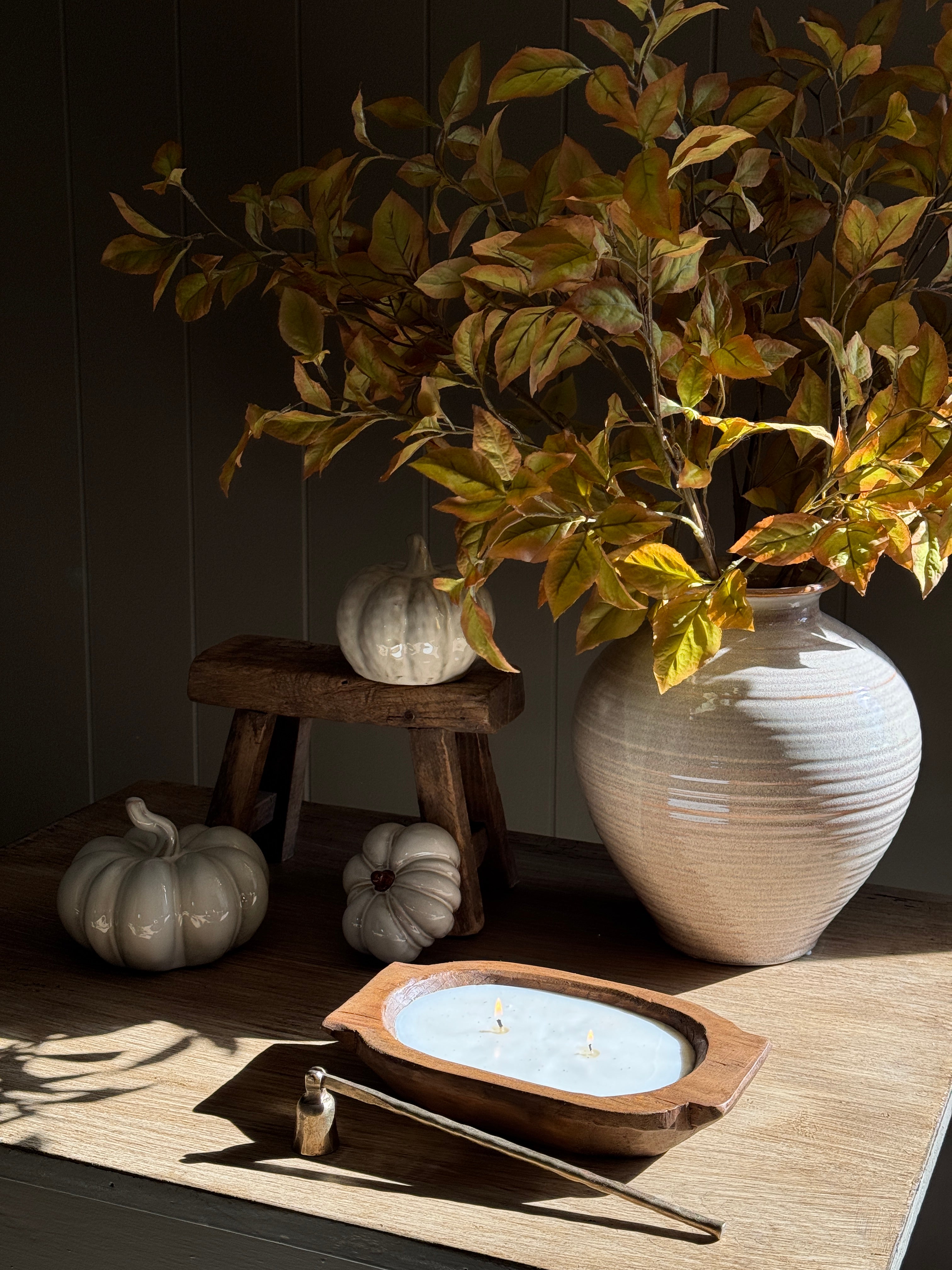 Beige Mottle Ceramic Pumpkin