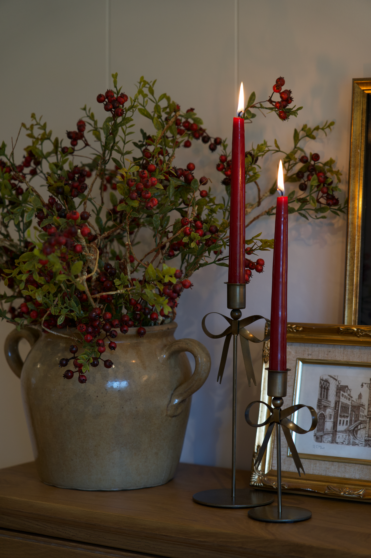 Set of 3 Red Tapered Candles