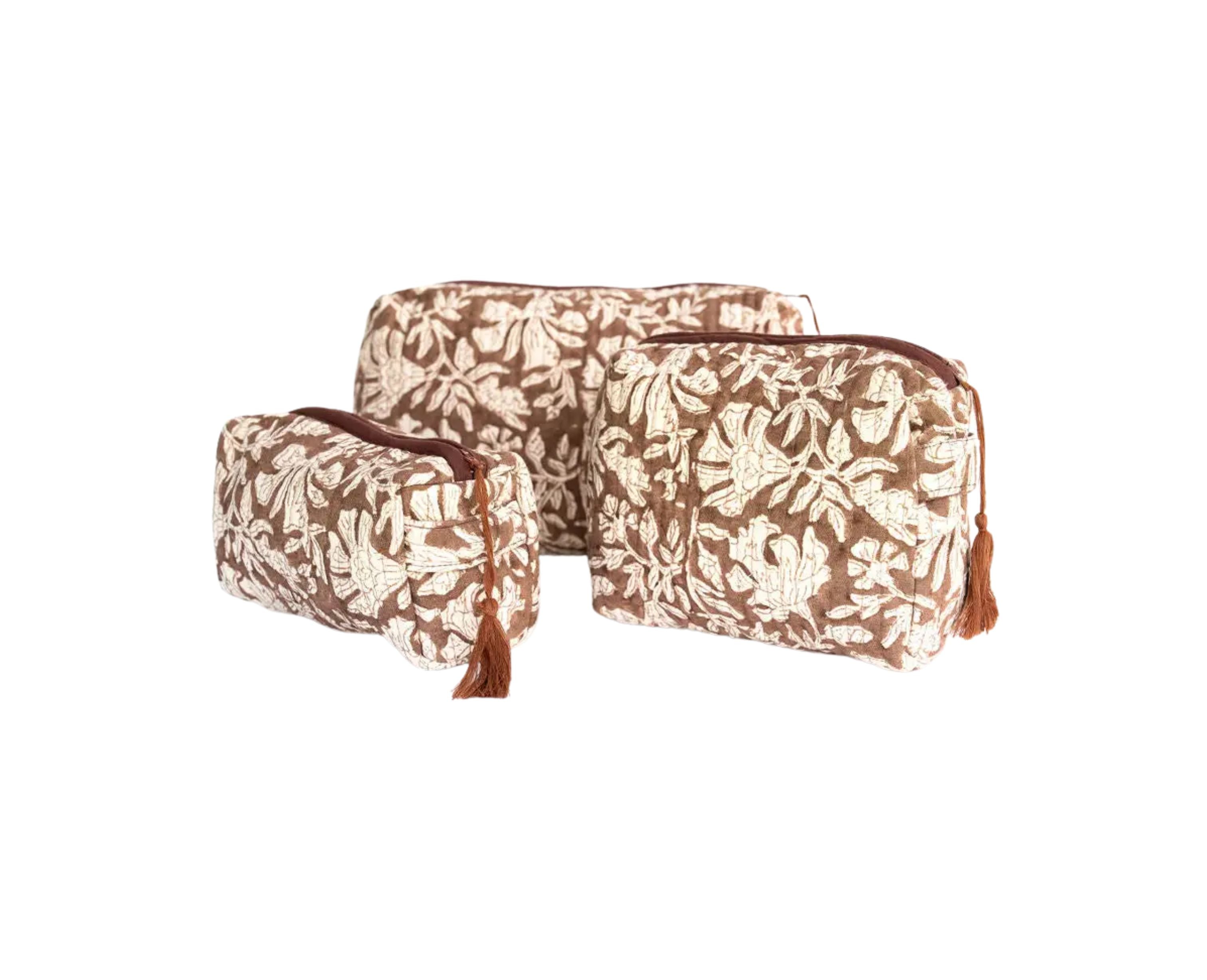 Rust Quilted Pouch - Set of 3