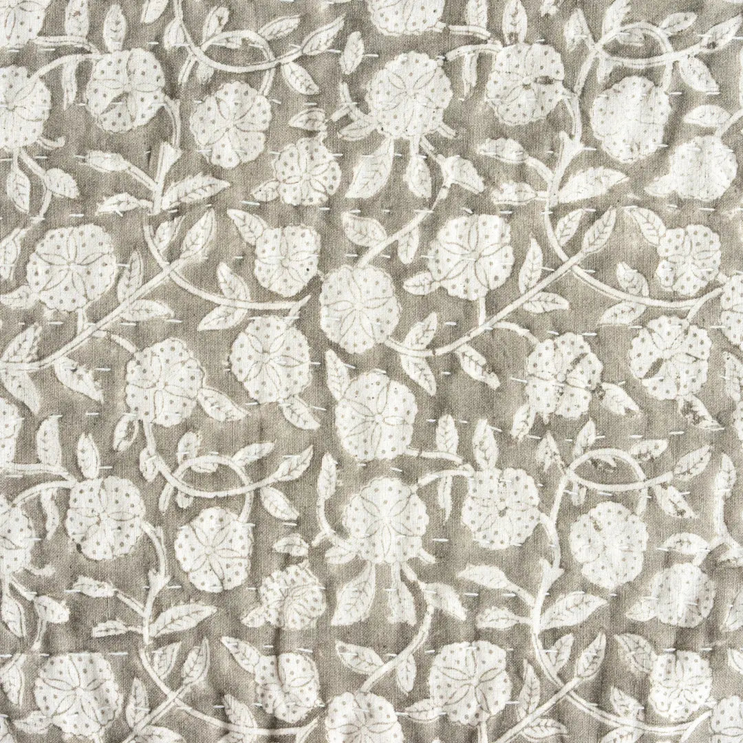 Sage Floral Cotton Bedspread/Table Cloth