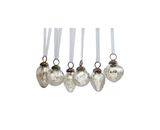 Set of 6 Small Silver Crackle Glass Baubles