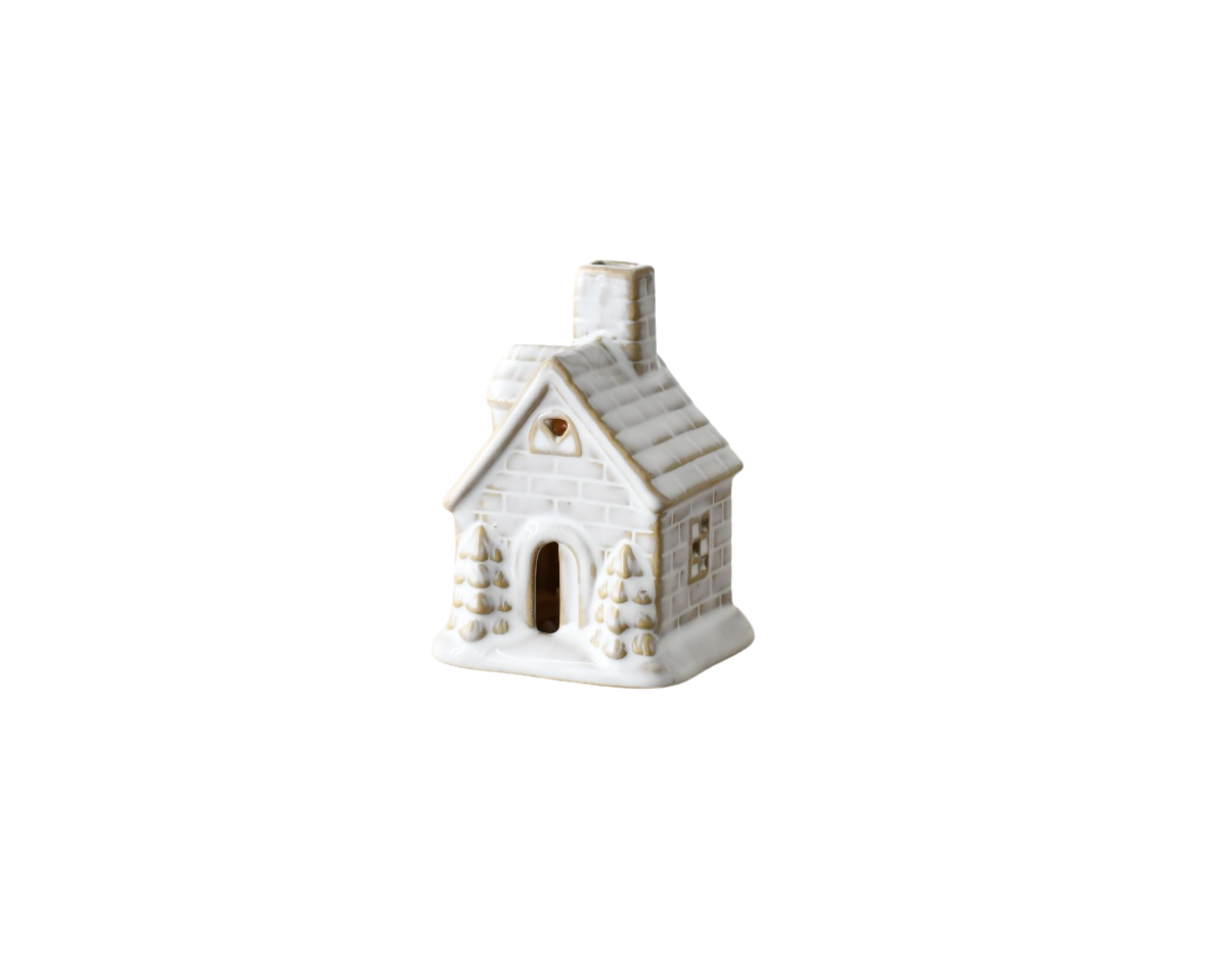 Small Ceramic House with Led T-Light