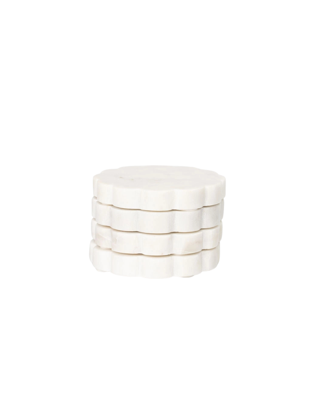 White Marble Scallop Coasters (Set of 4)