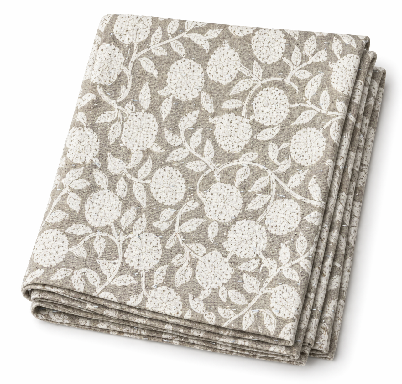 Sage Floral Cotton Bedspread/Table Cloth