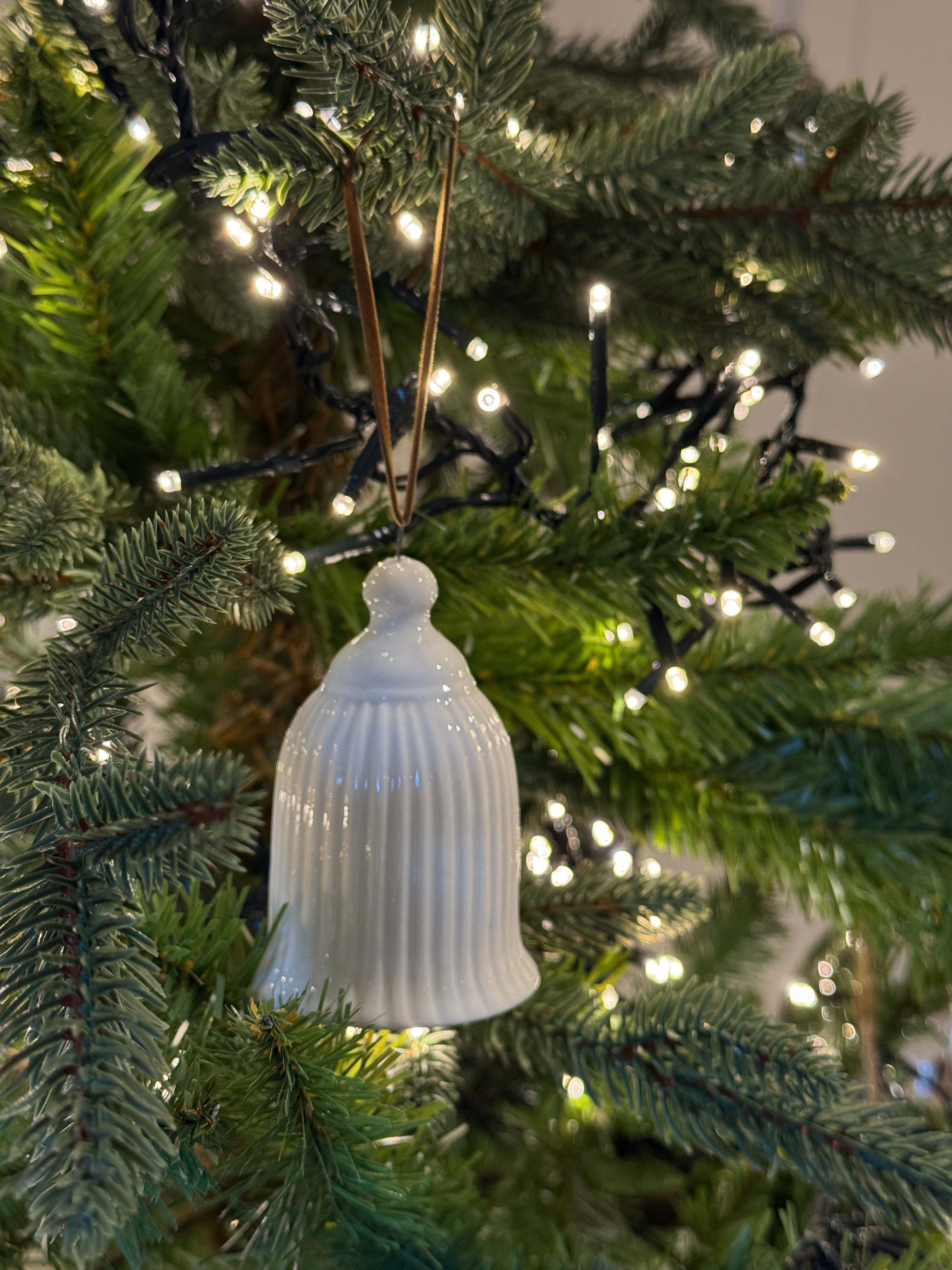 Ivory Ribbed Bell Decoration